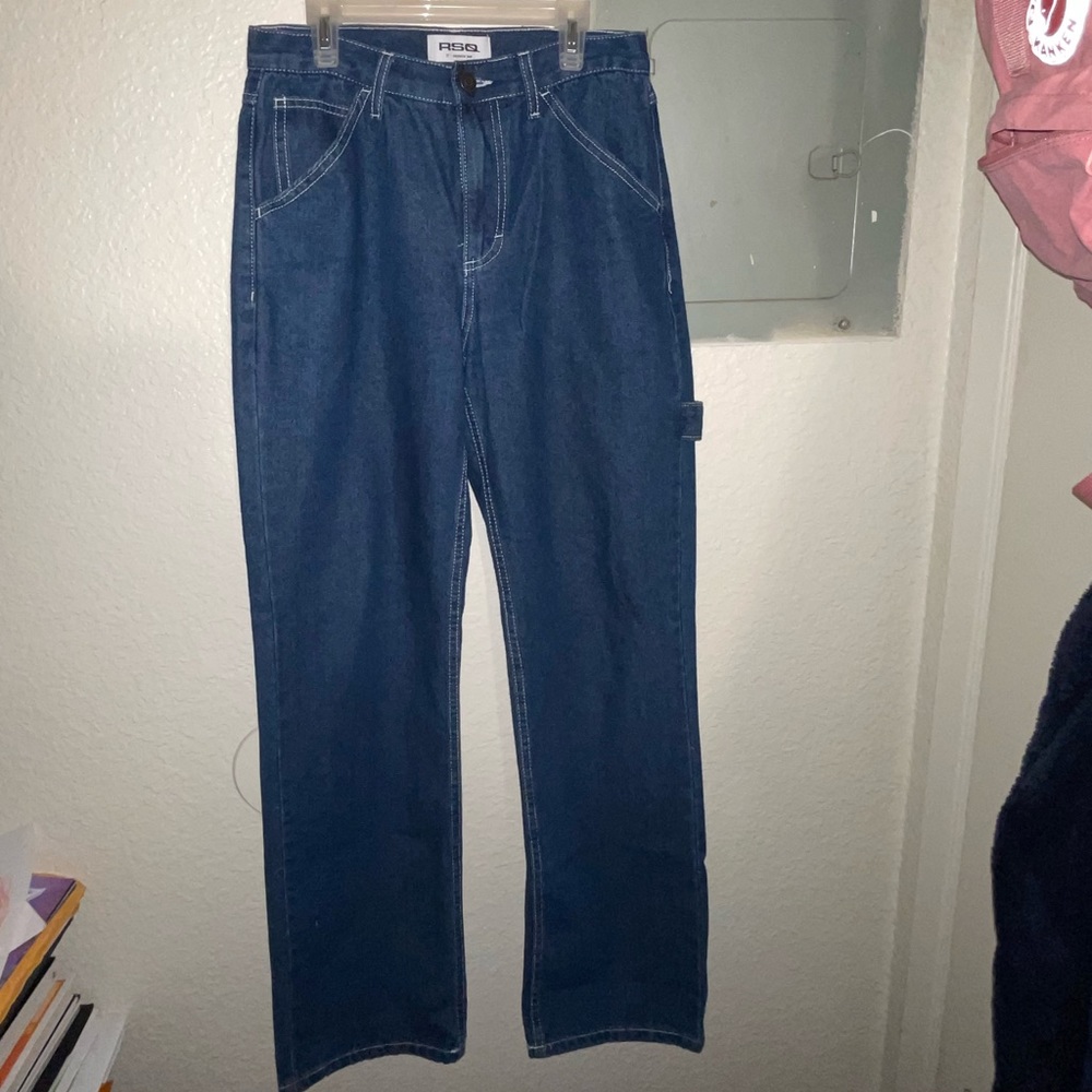 Used casual dark blue jeans carpenter pants! For summer vibes type of pants!
